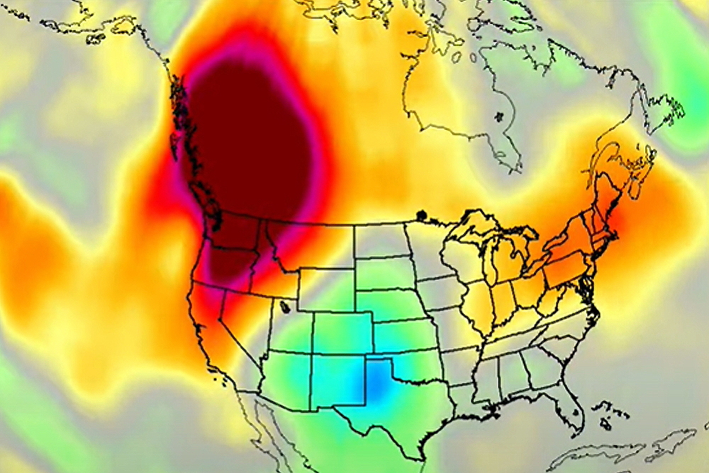 NASA image of the June 2021 heat dome event